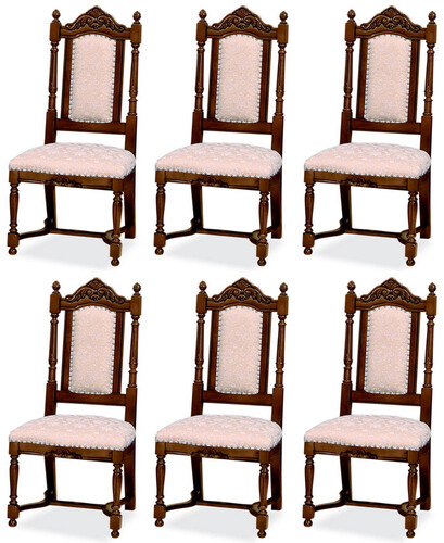 Casa Padrino Luxus Barock Esszimmer Stuhl 6er Set Rosa / Wei� / Dunkelbraun - Barockstil K�chen St�hle - Prunkvolle Luxus Esszimmer M�bel im Barockstil - Edel & Prunkvoll