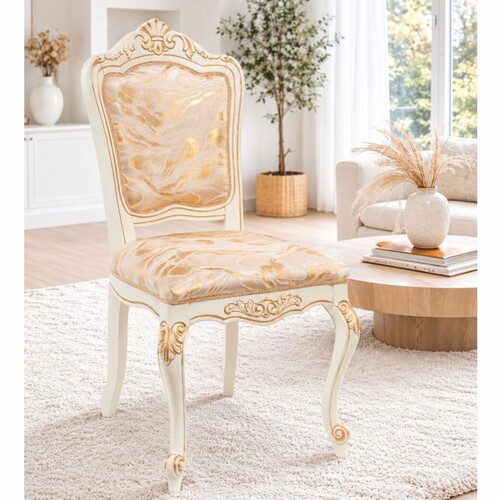 Casa Padrino Luxus Barock Esszimmer Stuhl Wei� / Gold H. 104 cm - Barock Esszimmer M�bel