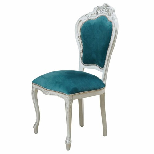 Casa Padrino Luxus Barock Esszimmer Stuhl T�rkis / Wei� H. 106,5 cm - Barock M�bel