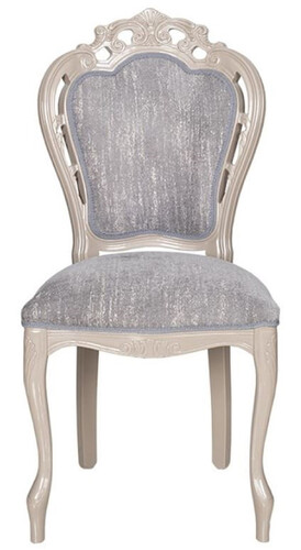 Casa Padrino Luxus Barock Esszimmer Stuhl Grau / Hochglanz Beige 49,5 x 57 x H. 102,5 cm - Barockstil K�chen Stuhl - Prunkvolle Luxus Esszimmer M�bel im Barockstil - Barock M�bel