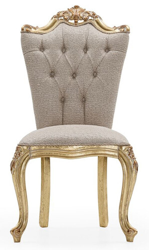 Casa Padrino Luxus Barock Esszimmer Stuhl Grau / Gold - Prunkvoller Barockstil K�chen Stuhl - Luxus Esszimmer M�bel im Barockstil - Barock M�bel - Edel & Prunkvoll