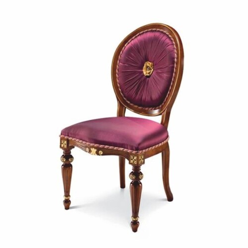 Casa Padrino Luxus Barock Esszimmer Stuhl Lila / Braun / Gold - Made in Italy