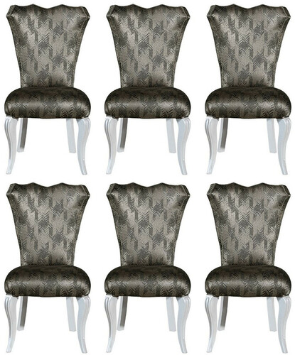 Casa Padrino Luxus Barock Esszimmer Stuhl Set Gr�n / Gold / Wei� 49 x 56 x H. 102 cm - Edles K�chen St�hle 6er Set - Barock Esszimmer M�bel
