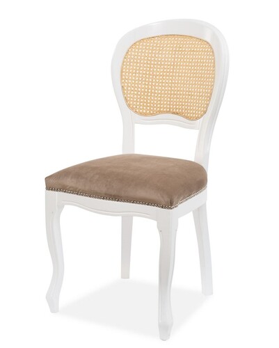 Casa Padrino Luxus Barock Esszimmer Stuhl Braun / Naturfarben / Wei� H. 97 cm