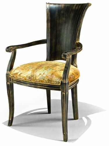 Casa Padrino Luxus Barock Esszimmer Stuhl mit Armlehnen Gold / Antik Schwarz - Made in Italy