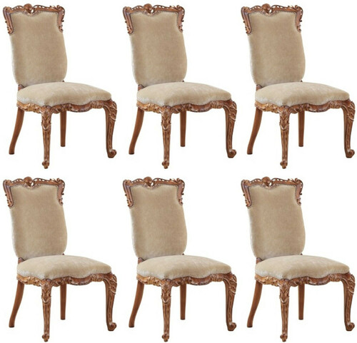 Casa Padrino Luxus Barock Esszimmerstuhl 6er Set Beige / Braun - Barock Esszimmer & Restaurant M�bel - Edel & Prunkvoll