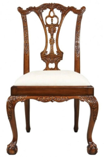 Casa Padrino Luxus Barock Esszimmerstuhl Wei� / Braun - Gepolsterter Massivholz Stuhl im Barockstil - Barock Esszimmer M�bel