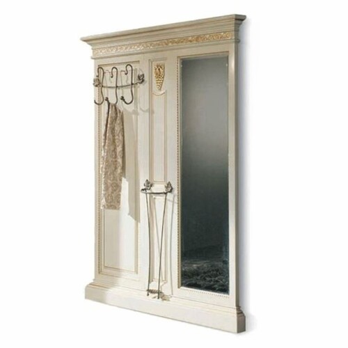 Casa Padrino Luxus Barock Garderobe mit Spiegel Wei� / Gold 161 x H. 213 cm - Made in Italy