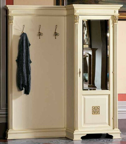 Casa Padrino Luxus Barock Garderobe mit Schrank Creme / Gold - Massivholz Garderobe im Barockstil - Luxus Garderoben M�bel im Barockstil - Luxus Qualit�t - Made in Italy