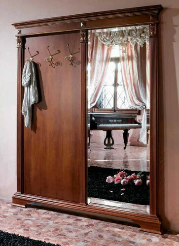 Casa Padrino Luxus Barock Garderobe mit Spiegel Braun / Gold - Massivholz Garderobe im Barockstil - Luxus Garderoben M�bel im Barockstil - Barock M�bel - Luxus Qualit�t - Made in Italy