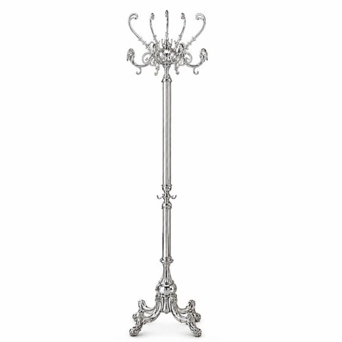 Casa Padrino Luxus Barock Garderobenst�nder Silber 45 x 45 x H. 191 cm - Edler Messing Kleiderst�nder - Barock Garderoben M�bel - Hotel M�bel