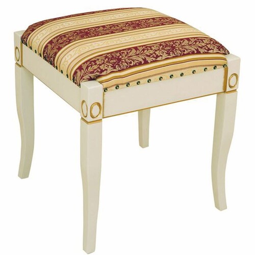 Casa Padrino Luxus Barock Hocker Bordeaurot / Creme / Wei� / Gold - Barock M�bel
