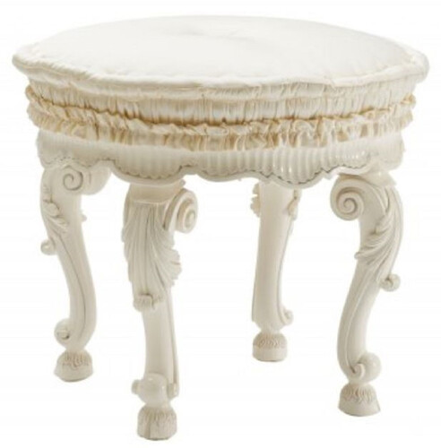 Casa Padrino Luxus Barock Hocker Wei� / Creme - Handgefertigter Barockstil Sitzhocker - Barock Fu�hocker - Barock M�bel - Edel & Prunkvoll - Luxus Qualit�t - Made in Italy