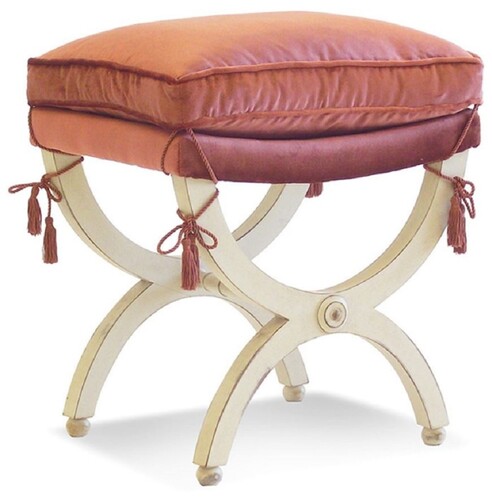 Casa Padrino Luxus Barock Hocker Rosa / Creme / Gold H. 48 cm - Barock M�bel - Made in Italy