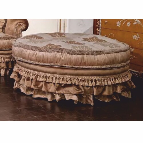 Casa Padrino Luxus Barock Hocker Wei� / Grau / Braun  105 cm - Barock M�bel - Made in Italy