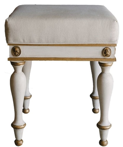 Casa Padrino Luxus Barock Hocker Wei� / Antik Gold 41 x 41 x H. 54 cm - Massivholz Sitzhocker im Barockstil - Barockm�bel