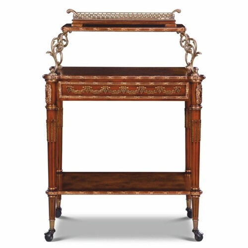 Casa Padrino Luxus Barock Servierwagen Braun / Messing / Silber - Barockstil Teewagen