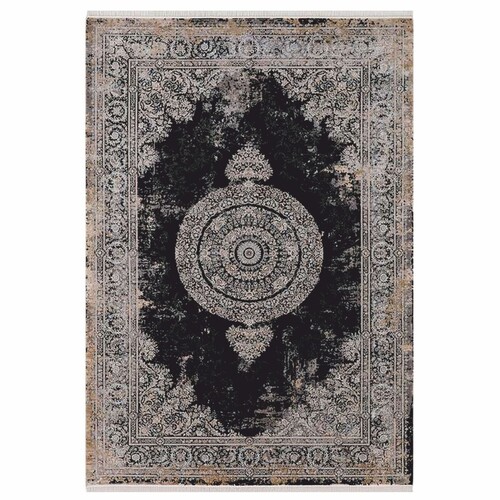 Casa Padrino Luxus Barock Viskose Teppich Vintage Schwarz - Verschiedene Gr��en