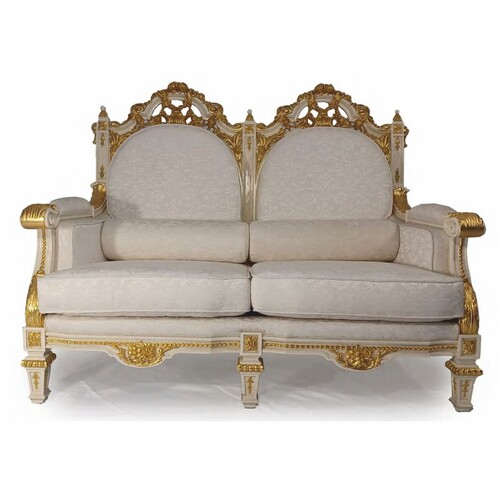 Casa Padrino Luxus Barock Hotel & Wohnzimmer Sofa Grau / Gold 145 cm - Made in Italy