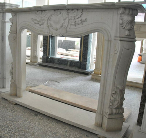 Casa Padrino Luxus Barock Kaminumrandung Beige 150 x 30 x H. 120 cm - Barockstil Kamin Umrandung aus hochwertigem Marmor - Barock Kamin Deko Accessoires - Edel & Prunkvoll