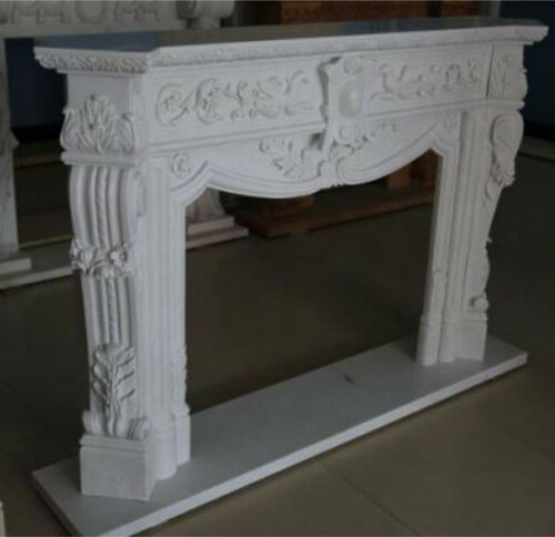 Casa Padrino Luxus Barock Kaminumrandung Wei� 180 x 35,5 x H. 120 cm - Prunkvolle Kaminumrandung aus hochwertigem Marmor - Deko Accessoires im Barockstil