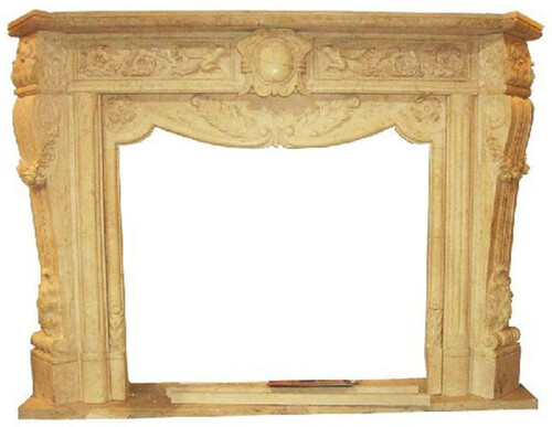 Casa Padrino Luxus Barock Kaminumrandung Beige 180 x 35 x H. 130 cm - Handgefertigte Kaminumrandung aus hochwertigem Marmor - Prunkvolle Barock M�bel