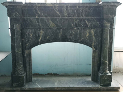 Casa Padrino Luxus Barock Kaminumrandung Gr�n 180 x 35 x H. 135 cm - Prunkvolle Kamin Umrandung aus hochwertigem Marmor - Deko Accessoires im Barockstil