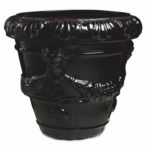 Casa Padrino Luxus Barock Keramik Blumentopf Schwarz  60 x H. 56 cm - Garten Deko