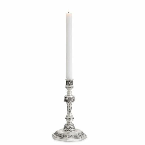 Casa Padrino Luxus Barock Kerzenst�nder im franz�sischen Stil Antik Silber H. 25 cm - Barockstil Deko Accessoires
