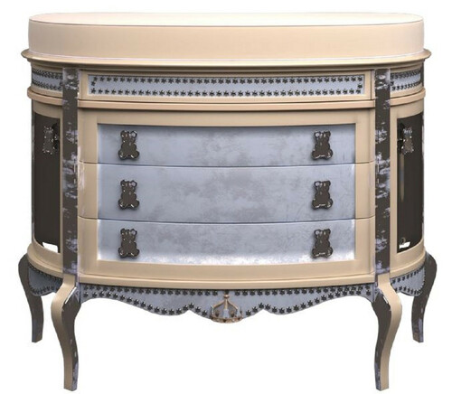 Casa Padrino Luxus Barock Wickelkommode Beige / Blau - Prunkvolle Kinderzimmer Kommode - Barock Kinderzimmer M�bel - Luxus Qualit�t - Made in Italy