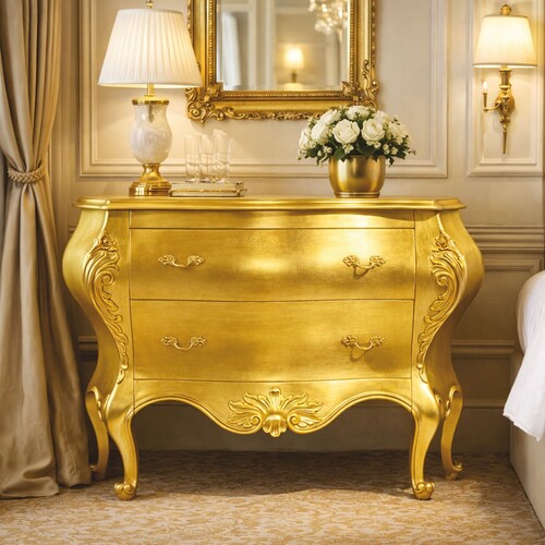 Casa Padrino Luxus Barock Kommode Gold 127,5 cm - Barock M�bel - Made in Italy