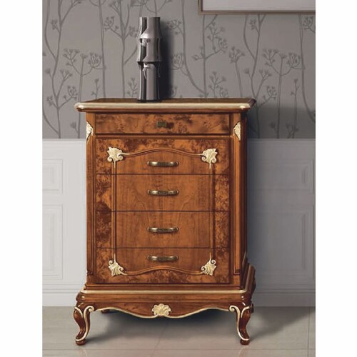 Casa Padrino Luxus Barock Kommode mit 5 Schubladen Braun / Gold H. 105 cm - Made in Italy