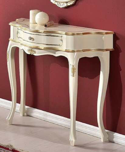 Casa Padrino Luxus Barock Konsole Wei� / Gold - Handgefertigter Massivholz Konsolentisch - Barock M�bel - Luxus Qualit�t - Made in Italy