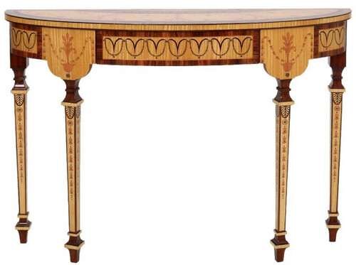 Casa Padrino Luxus Barock Konsole Naturfarben / Braun 120 cm - Handgefertigter Massivholz Konsolentisch mit Schublade - Luxus Wohnzimmer Mbel im Barockstil - Barock Mbel - Barock Einrichtung