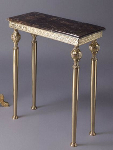 Casa Padrino Luxus Barock Konsole Gold / Schwarz 64 x 31 x H. 80 cm - Edler Messing Konsolentisch mit Marmorplatte - Barock M�bel