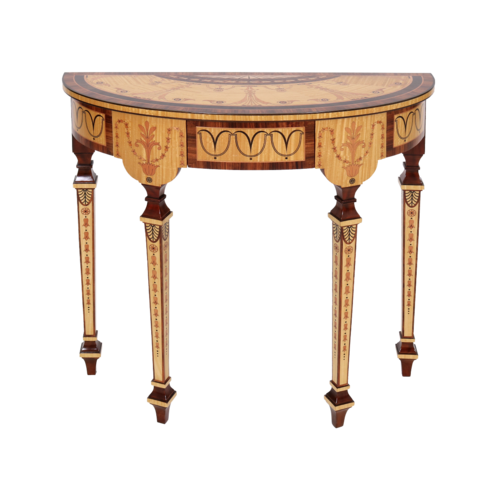 Casa Padrino Luxus Barock Konsole Naturfarben / Braun - Handgefertigter Massivholz Konsolentisch mit Schublade 80 cm - Luxus Wohnzimmer M�bel im Barockstil - Barock M�bel - Barock Einrichtung