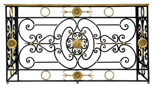 Casa Padrino Luxus Barock Konsole Wei� / Schwarz / Antik Gold 172 x 51 x H. 95 cm - Barockm�bel
