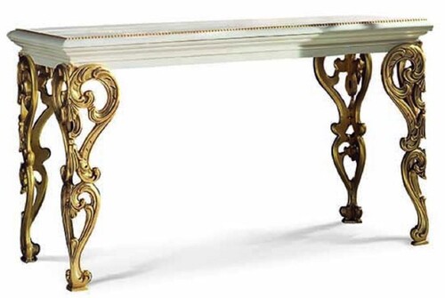 Casa Padrino Luxus Barock Massivholz Konsole Wei� / Gold 140,5 cm - Barock M�bel - Made in Italy