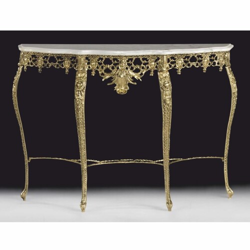 Casa Padrino Luxus Barock Konsole mit Marmorplatte Gold / Wei� 110 x H. 83 cm - Barock M�bel