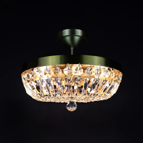 Casa Padrino Luxus Barock Kristall Deckenleuchte Gold  40 x H. 17 cm - Prunkvolle Messing Deckenleuchte mit b�hmischem Kristallglas - Barock M�bel - Edel & Prunkvoll