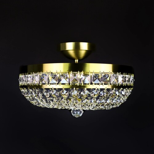 Casa Padrino Luxus Barock Kristall Deckenleuchte Gold  40 x H. 17 cm - Prunkvolle Messing Deckenleuchte mit b�hmischem Kristallglas - Barock M�bel - Edel & Prunkvoll