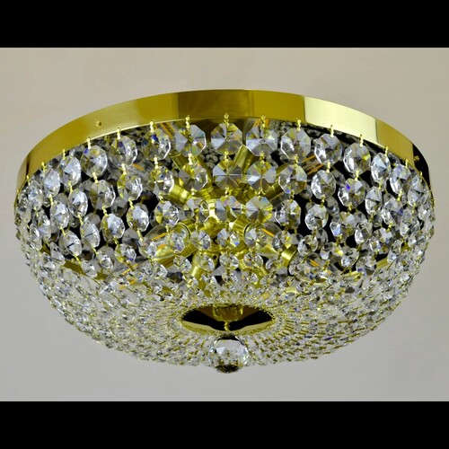 Casa Padrino Luxus Barock Kristall Deckenleuchte Gold  45 x H. 18 cm - Prunkvolle Messing Deckenleuchte mit b�hmischem Kristallglas - Barock M�bel - Edel & Prunkvoll