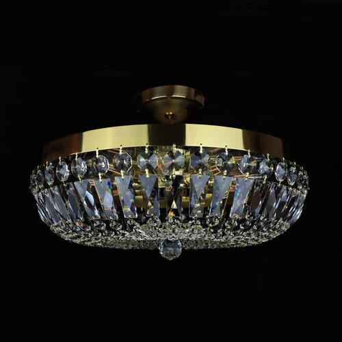Casa Padrino Luxus Barock Kristall Deckenleuchte Gold  50 x H. 18 cm - Prunkvolle Messing Deckenleuchte mit b�hmischem Kristallglas - Barock M�bel - Edel & Prunkvoll