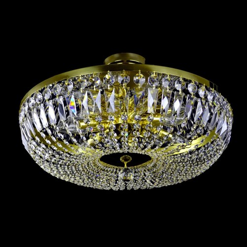 Casa Padrino Luxus Barock Kristall Deckenleuchte Gold  60 x H. 19 cm - Prunkvolle Messing Deckenleuchte mit b�hmischem Kristallglas - Barock M�bel - Edel & Prunkvoll