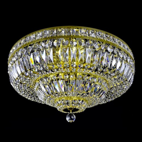 Casa Padrino Luxus Barock Kristall Deckenleuchte Gold  60 x H. 30 cm - Prunkvolle Messing Deckenleuchte mit b�hmischem Kristallglas - Barock M�bel - Edel & Prunkvoll