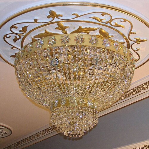 Casa Padrino Luxus Barock Kristallglas Deckenleuchte Gold  80 cm