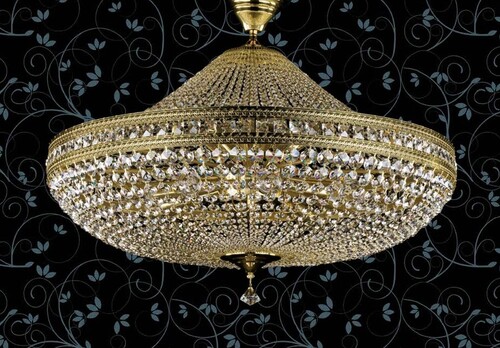 Casa Padrino Luxus Barock Kristall Deckenleuchte Messing  80 cm - Barockstil Deckenlampe