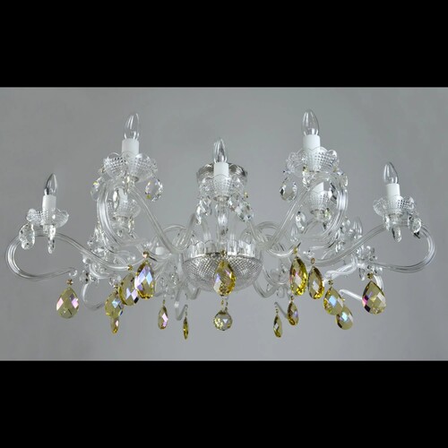 Casa Padrino Luxus Barock Kristall Deckenleuchte Silber  107 x H. 42 cm - Prunkvolle Messing Deckenleuchte mit b�hmischem Kristallglas - Barock M�bel - Edel & Prunkvoll