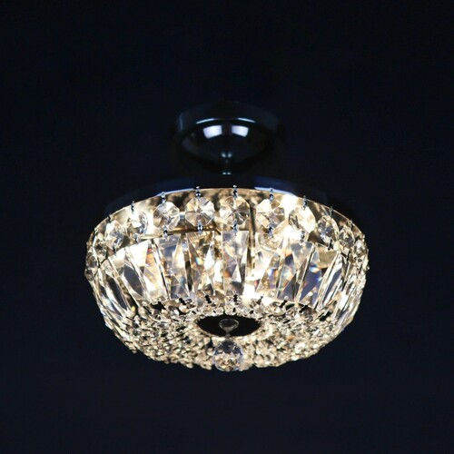 Casa Padrino Luxus Barock Kristall Deckenleuchte Silber  30 x H. 16 cm - Prunkvolle Messing Deckenleuchte mit b�hmischem Kristallglas - Barock M�bel - Edel & Prunkvoll