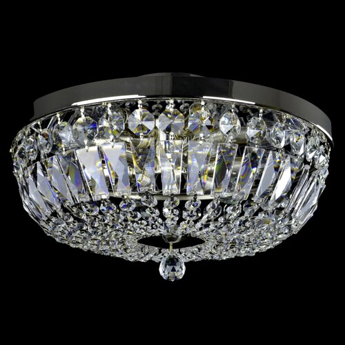 Casa Padrino Luxus Barock Kristall Deckenleuchte Silber  40 x H. 17 cm - Prunkvolle Messing Deckenleuchte mit b�hmischem Kristallglas - Barock M�bel - Edel & Prunkvoll